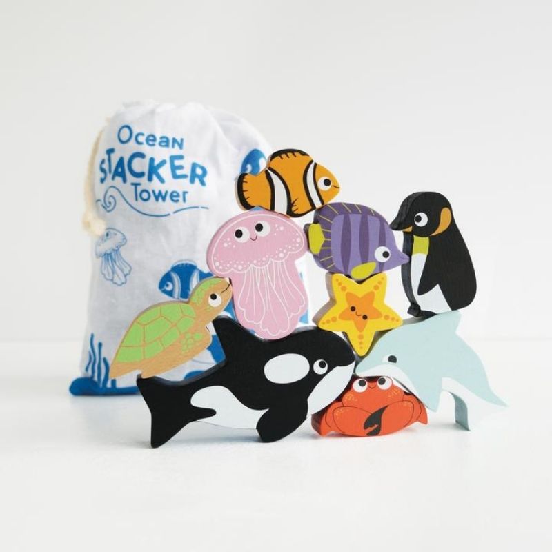 Le Toy Van Ocean Stacking Animals & Bag